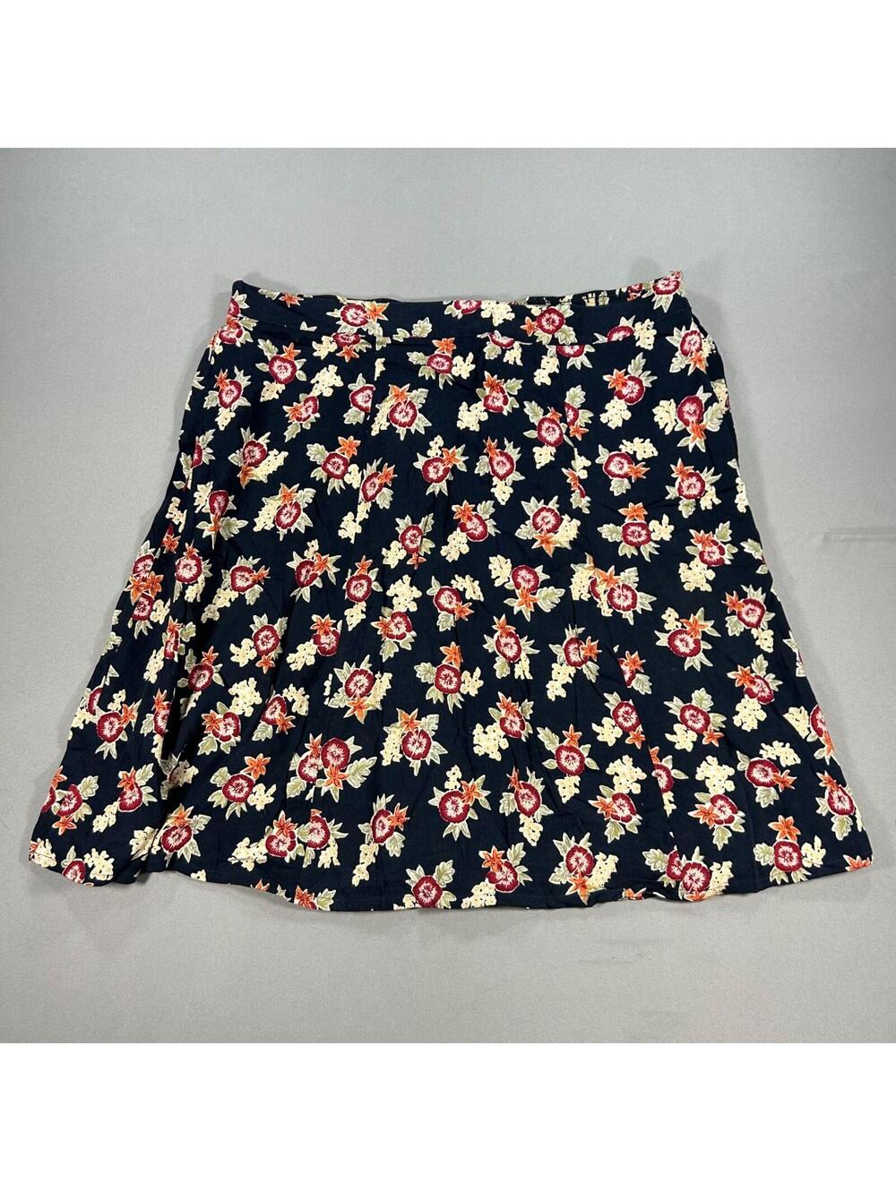 Sag Harbor Skirt Womens Vintage Pull On Floral Multicolor Rayon Size Large
